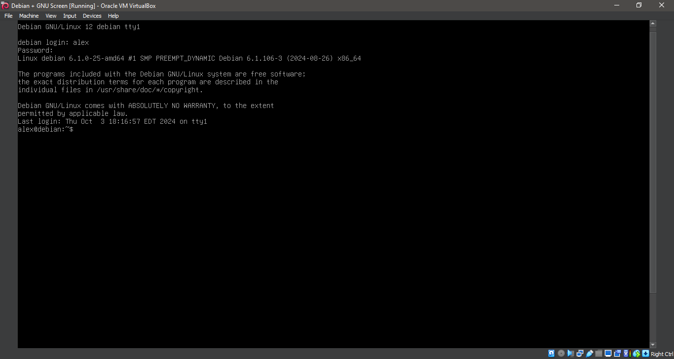 Boot the system -- Logged In